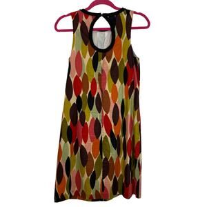 Harold’s Sleeveless Abstract Print Cotton Shift Dress Size 10 Mod Art